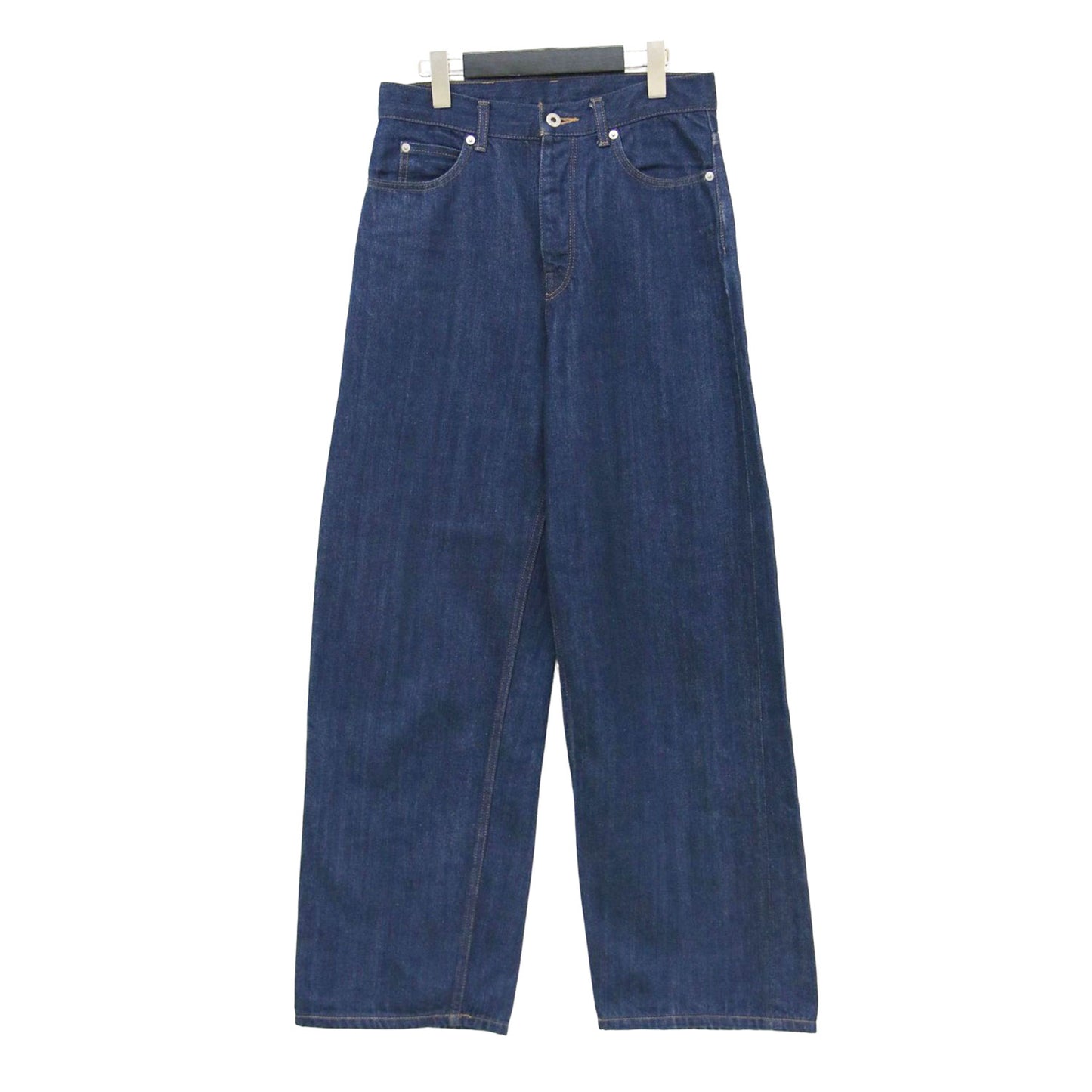 23秋冬 セルヴィッチデニム ストレートパンツ / ワイドパンツ 5ポケット ボタンフライ コットン 牛革