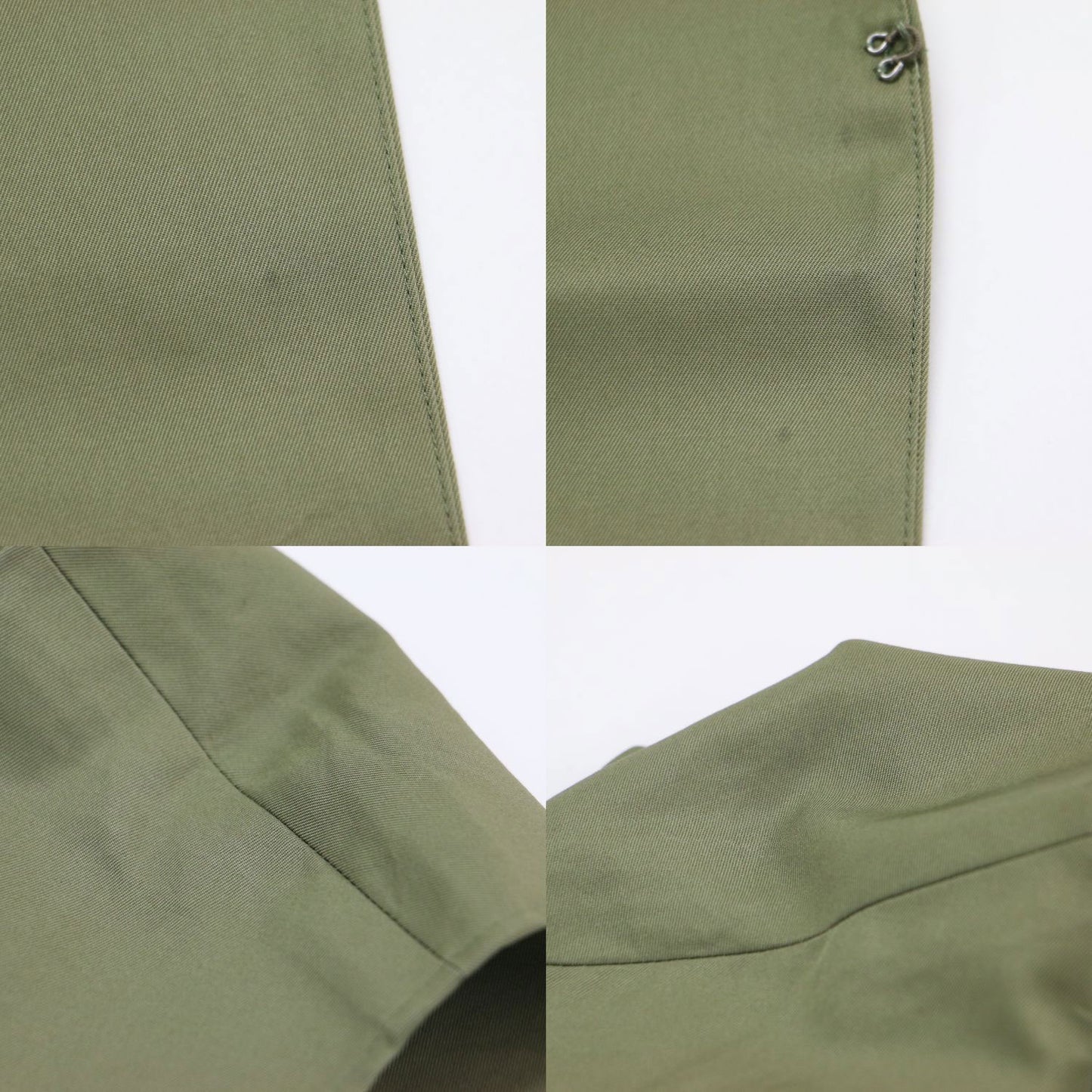 24春夏 コットンギャバジン フレアベルテッドジレ / ベスト Vネック カラーレス ホック ベルト付き スリット