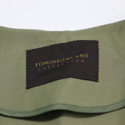 24春夏 コットンギャバジン フレアベルテッドジレ / ベスト Vネック カラーレス ホック ベルト付き スリット