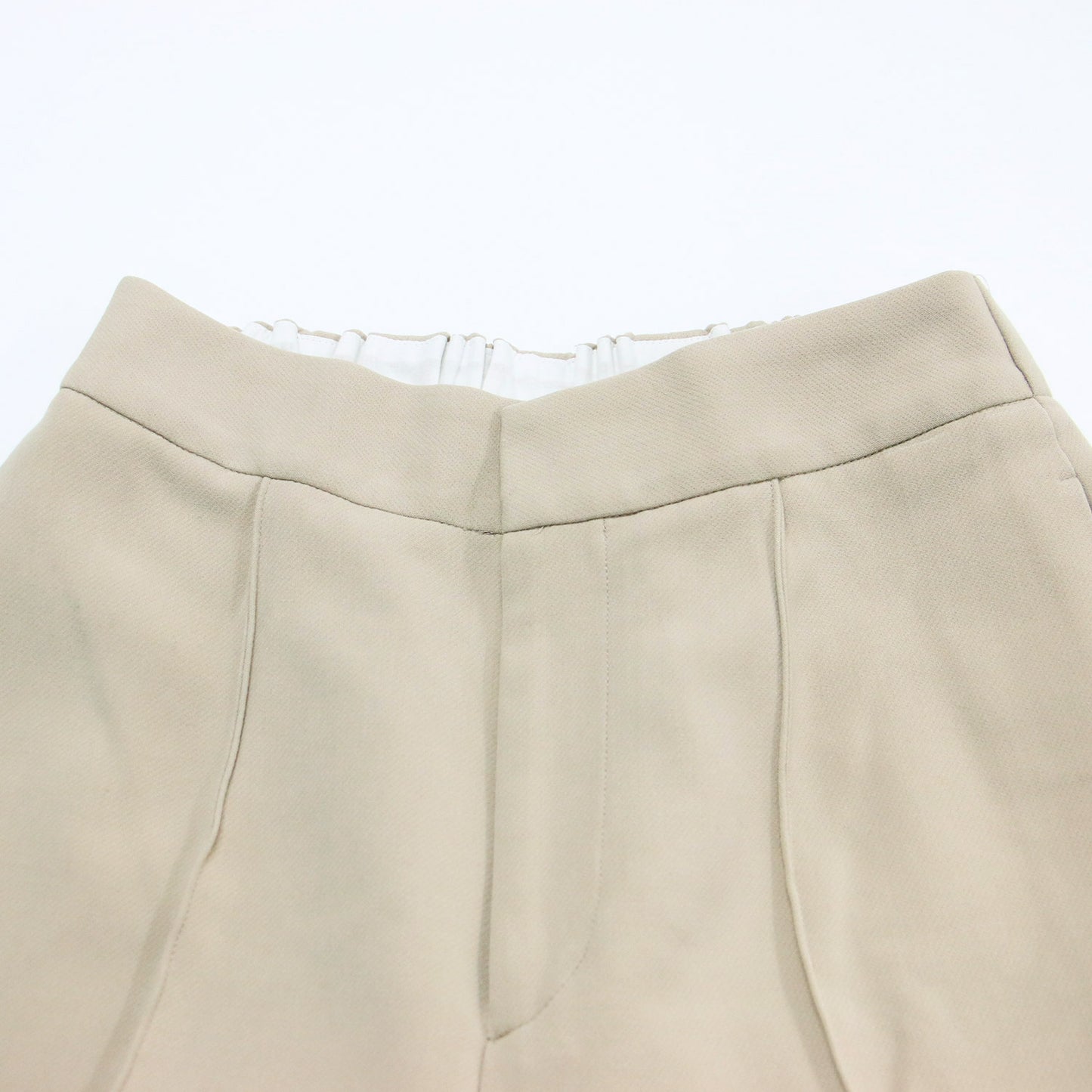 スポンジ ダブルクロス ゴム テーパードパンツ / スラックス センタープレス ハイウエスト ストレッチ