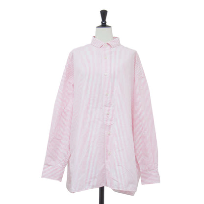 スクエア ビッグ ストライプシャツ / HERB SQUARE STRIPE SHIRT ブラウス 長袖 ドロップショルダー ワイド コットン ウォッシャブル