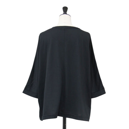 フロントレース ワイド カットソー / プルオーバー 七分袖 ワイドシルエット クルーネック