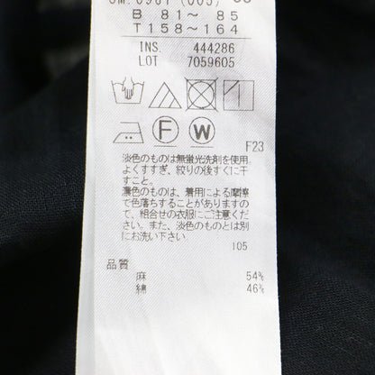 リネンコットン ノースリーブブラウス / プルオーバー クルーネック フレア Aライン ピンタック バックヨーク 比翼ボタン ウォッシャブル