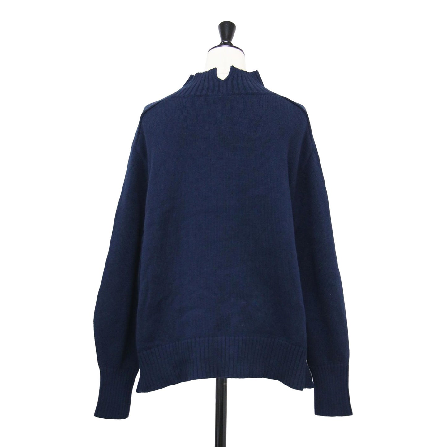 23秋冬 コットン ウール ハイネックニット / プルオーバー 長袖 スリット ワイド ドロップショルダー