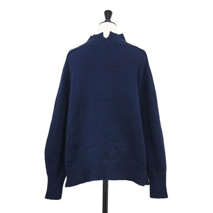 23秋冬 コットン ウール ハイネックニット / プルオーバー 長袖 スリット ワイド ドロップショルダー