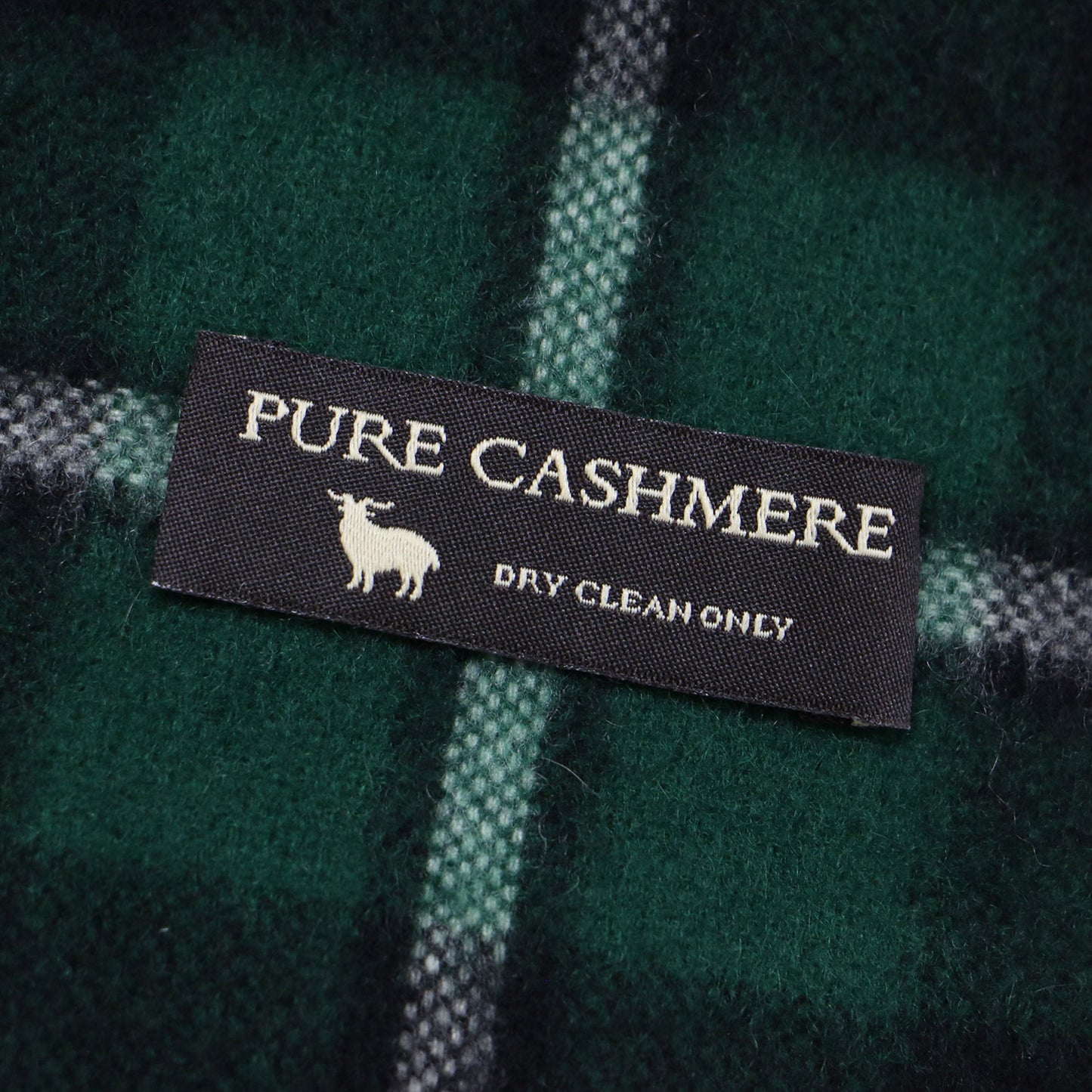 PURE CASHMERE 大判 チェック マフラー / ストール フリンジ カシミヤ