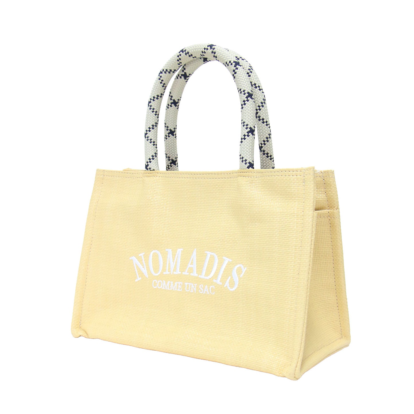 25春夏 刺繍 メッシュ ハンドバッグ / SAC SQ MESH トートバッグ ダブルハンドル スクエア型 ロゴ パラコード