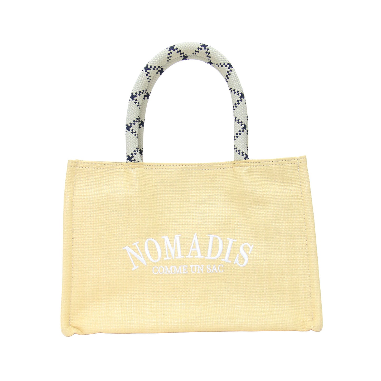 25春夏 刺繍 メッシュ ハンドバッグ / SAC SQ MESH トートバッグ ダブルハンドル スクエア型 ロゴ パラコード