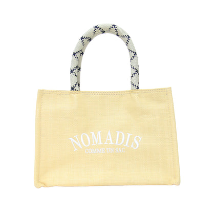 25春夏 刺繍 メッシュ ハンドバッグ / SAC SQ MESH トートバッグ ダブルハンドル スクエア型 ロゴ パラコード