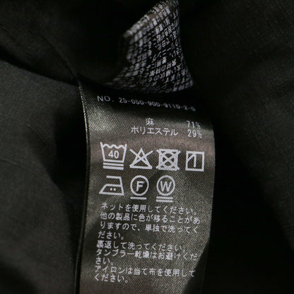25春夏 リネンミックス クロップドシャツ / ブラウス 7分袖 ドロップショルダー ワイド ボリュームスリーブ ウォッシャブル