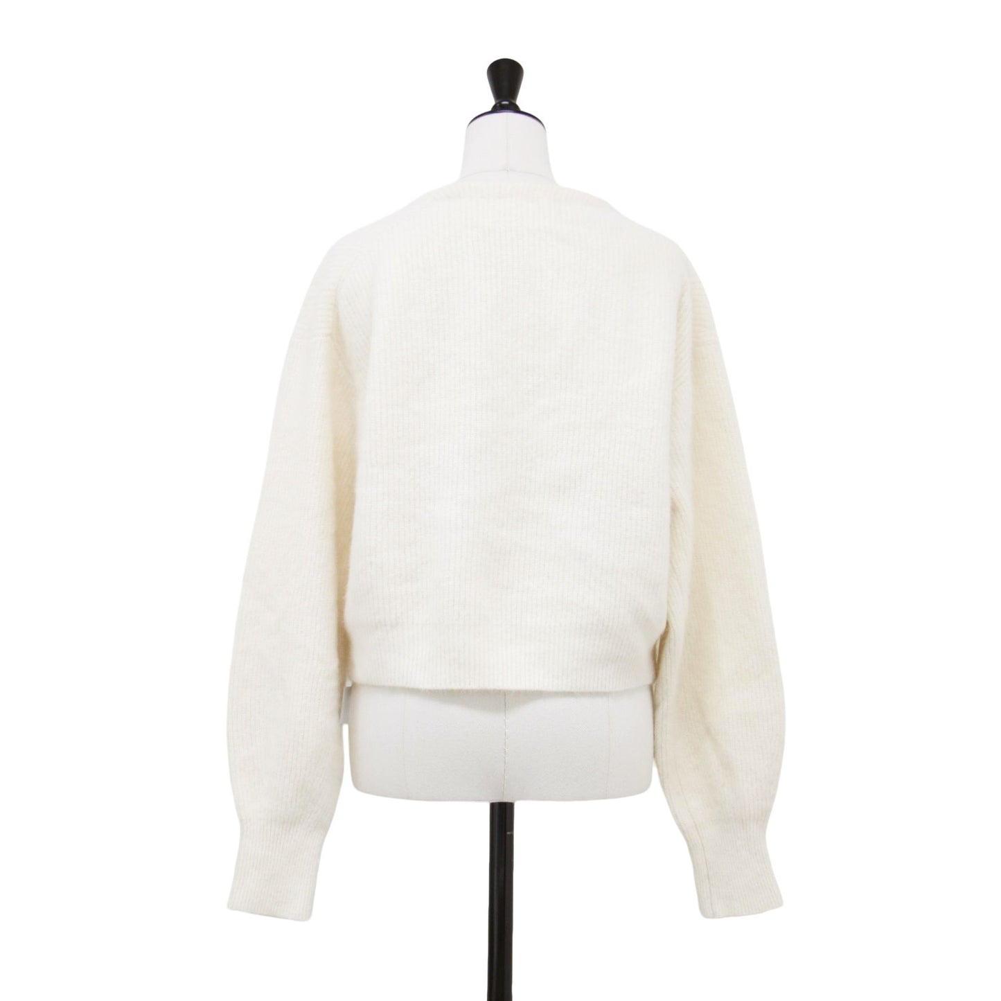 23秋冬 フォックスウール 畦編み カーディガン / ニット 長袖 Vネック ショート丈 ワイド ドロップショルダー