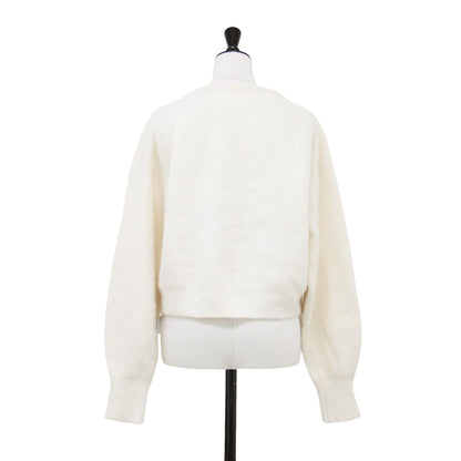 23秋冬 フォックスウール 畦編み カーディガン / ニット 長袖 Vネック ショート丈 ワイド ドロップショルダー