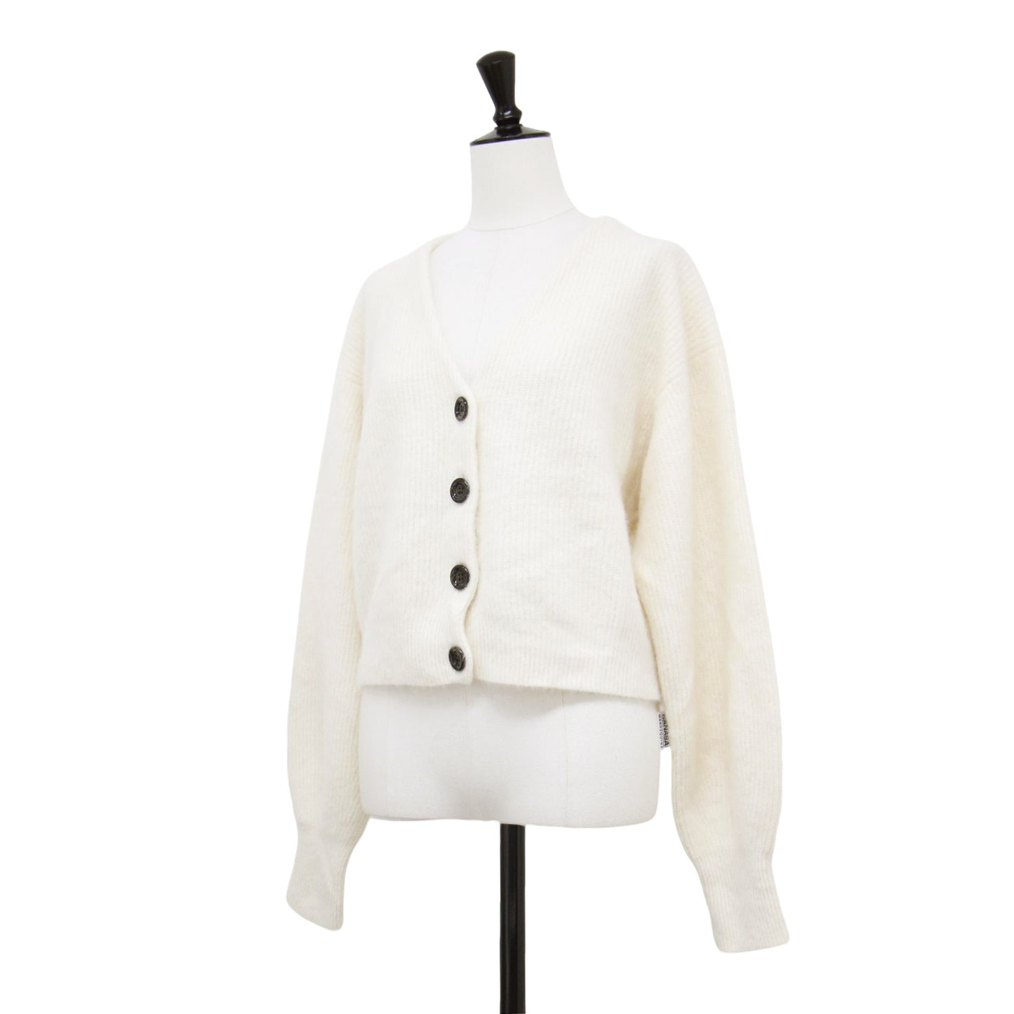 23秋冬 フォックスウール 畦編み カーディガン / ニット 長袖 Vネック ショート丈 ワイド ドロップショルダー