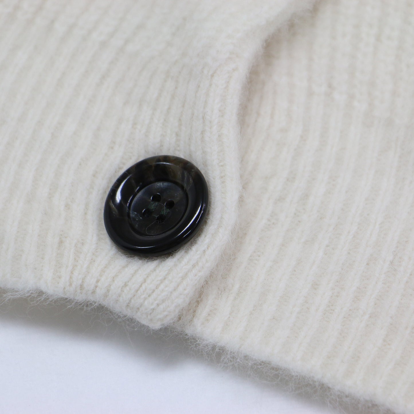 23秋冬 フォックスウール 畦編み カーディガン / ニット 長袖 Vネック ショート丈 ワイド ドロップショルダー