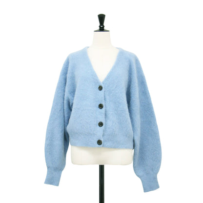 23秋冬 フォックスウール 畦編み カーディガン / ニット 長袖 Vネック ショート丈 ワイド ドロップショルダー