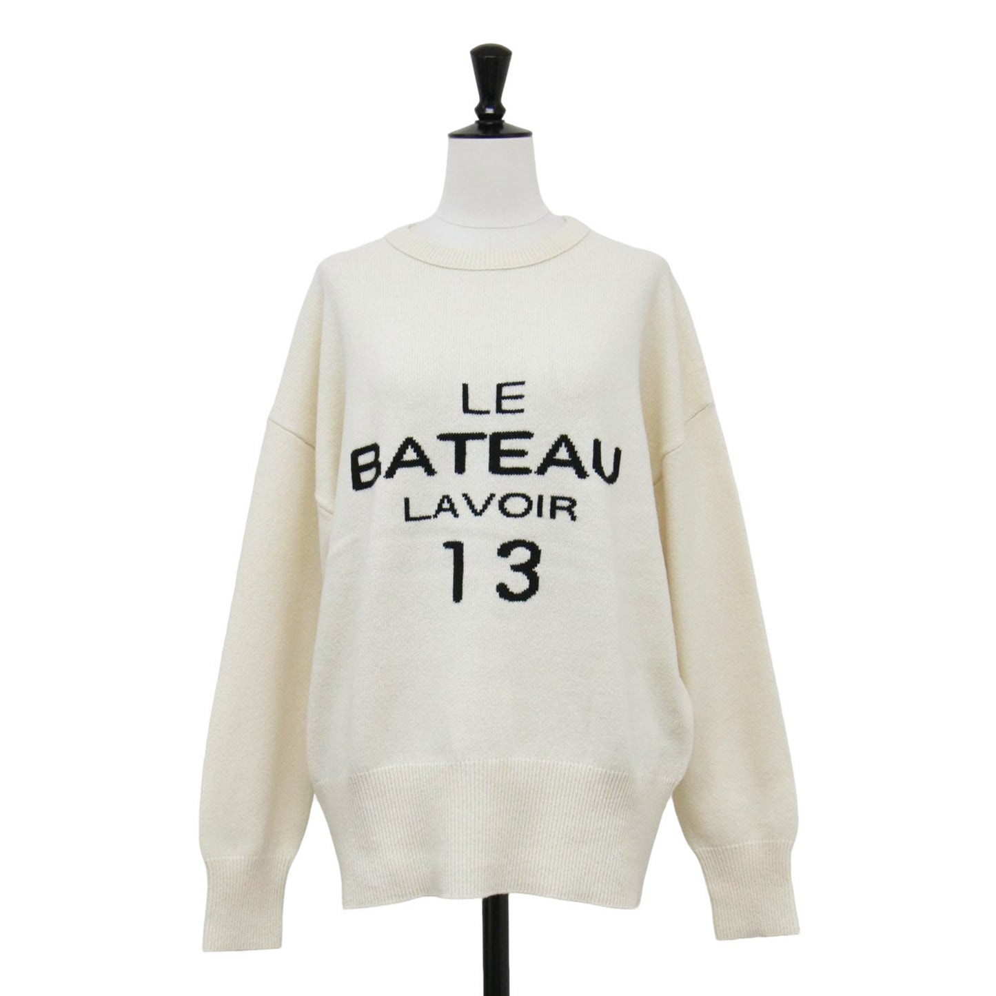 22秋冬 クルーネック ロゴ ニット / LE BATEAU プルオーバー 長袖 オーバーサイズ コットン ウール