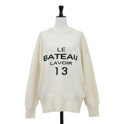 22秋冬 クルーネック ロゴ ニット / LE BATEAU プルオーバー 長袖 オーバーサイズ コットン ウール