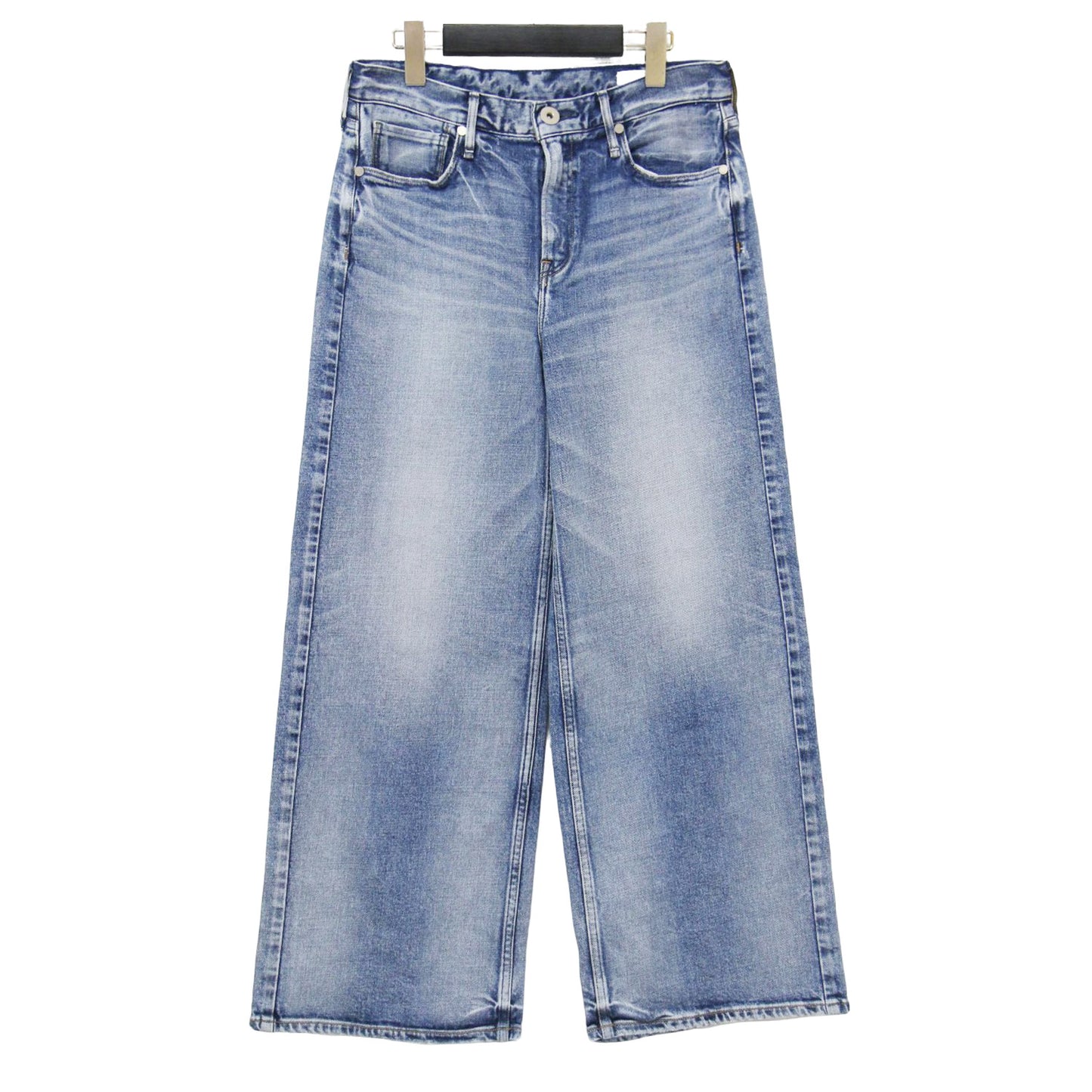 21春夏 ワイド デニムパンツ / THE ROBIN ブーツカット 5ポケット ダメージ加工 ストレッチ コットン