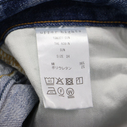 21春夏 ワイド デニムパンツ / THE ROBIN ブーツカット 5ポケット ダメージ加工 ストレッチ コットン