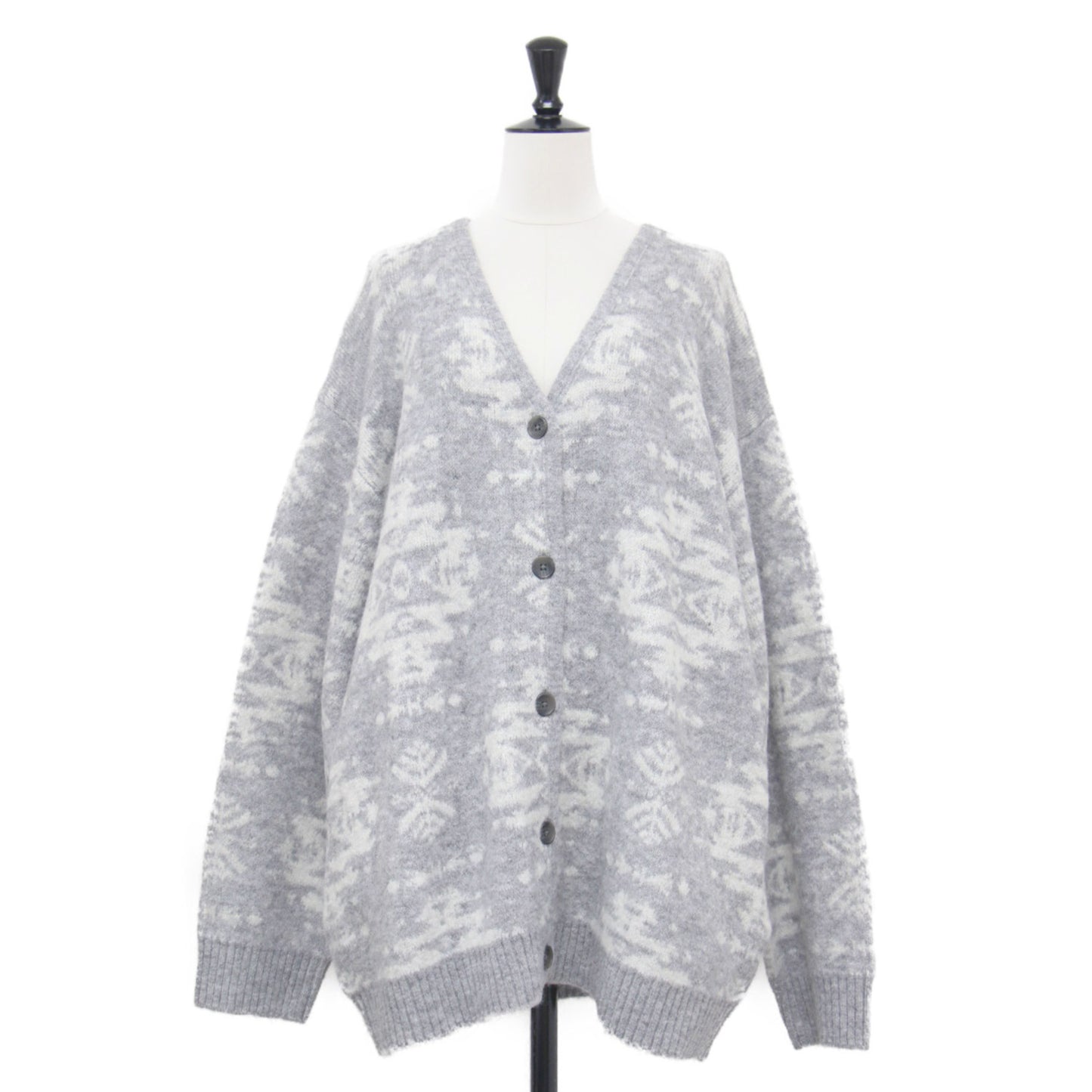 × JOURNAL STANDARD relume 別注 23秋冬 総柄 Vネック カーディガン / ニット 長袖 ワイド ドロップショルダー ウール アルパカ