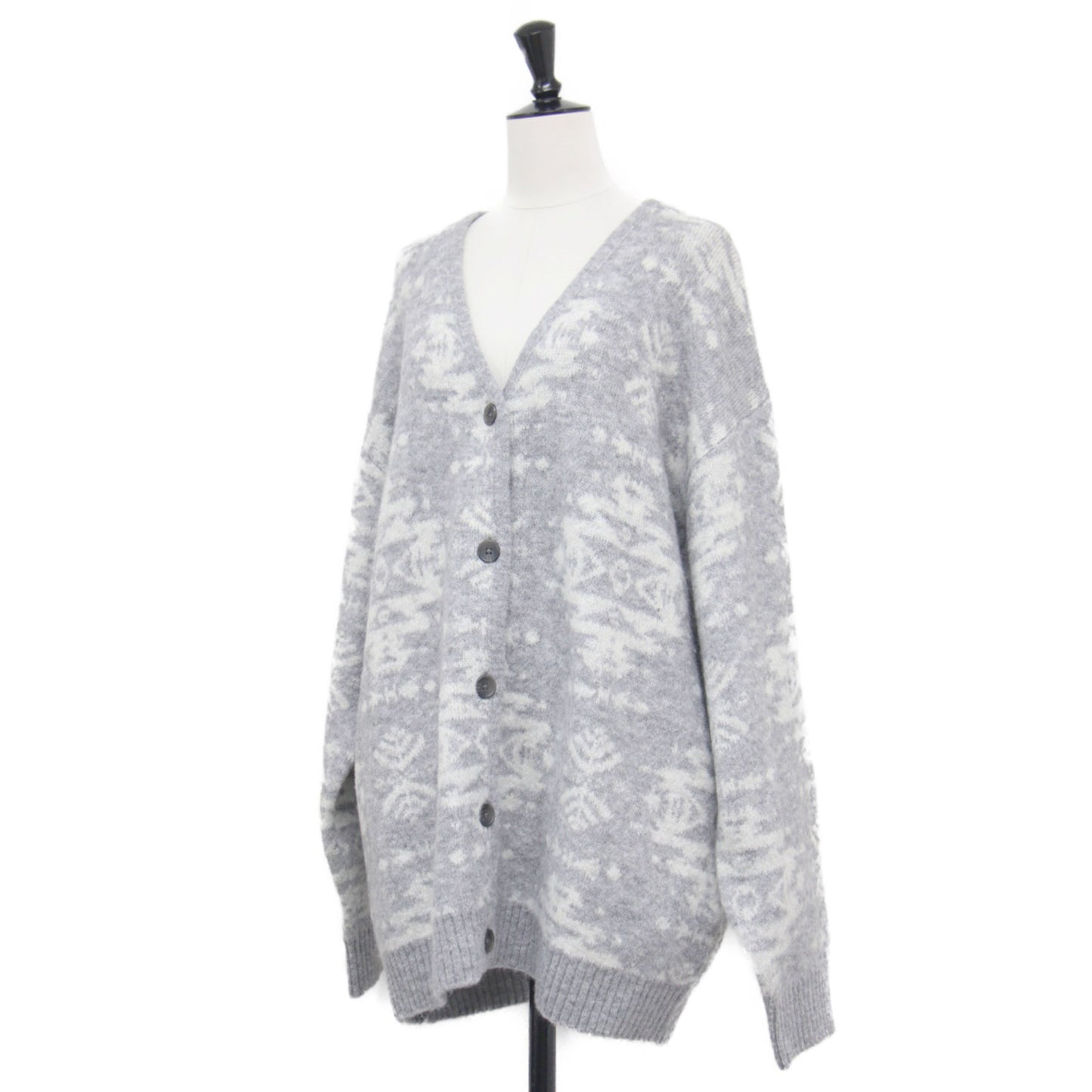 × JOURNAL STANDARD relume 別注 23秋冬 総柄 Vネック カーディガン / ニット 長袖 ワイド ドロップショルダー ウール アルパカ