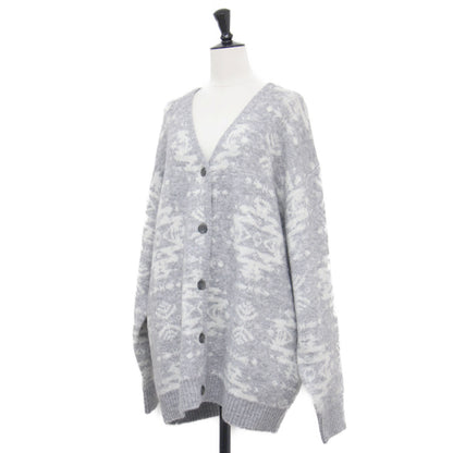 × JOURNAL STANDARD relume 別注 23秋冬 総柄 Vネック カーディガン / ニット 長袖 ワイド ドロップショルダー ウール アルパカ