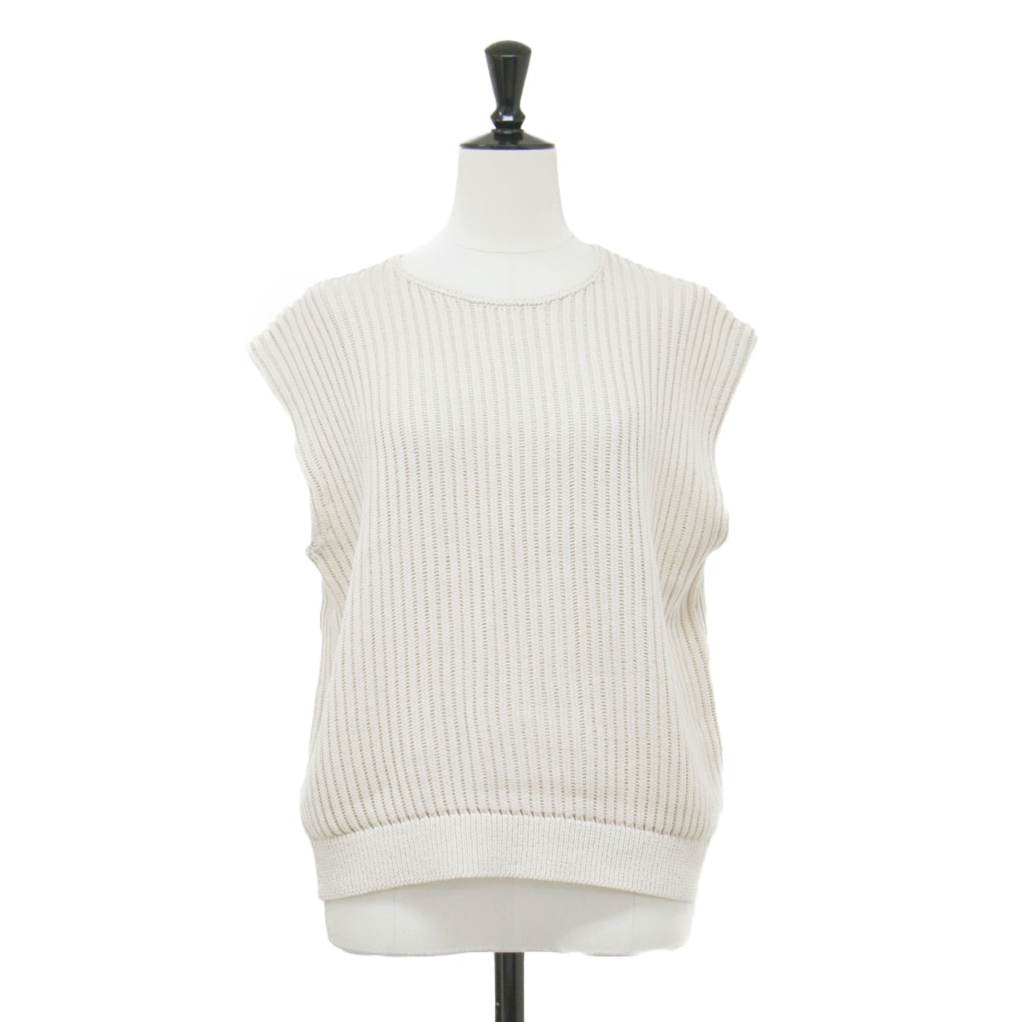 25春夏 フレンチスリーブ リブ ニット / Sheen Cotton Easy Vest S ベスト クルーネック ローゲージ コットン
