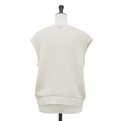 25春夏 フレンチスリーブ リブ ニット / Sheen Cotton Easy Vest S ベスト クルーネック ローゲージ コットン