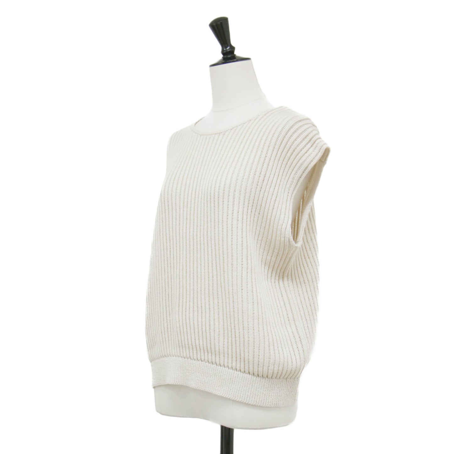25春夏 フレンチスリーブ リブ ニット / Sheen Cotton Easy Vest S ベスト クルーネック ローゲージ コットン