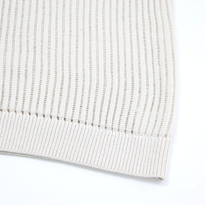 25春夏 フレンチスリーブ リブ ニット / Sheen Cotton Easy Vest S ベスト クルーネック ローゲージ コットン