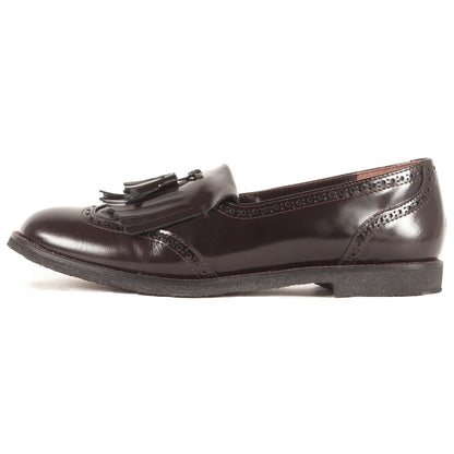 23秋冬 タッセルモチーフ フリンジ フラットシューズ / ローファー ラウンドトゥ ウイングチップ 天然皮革