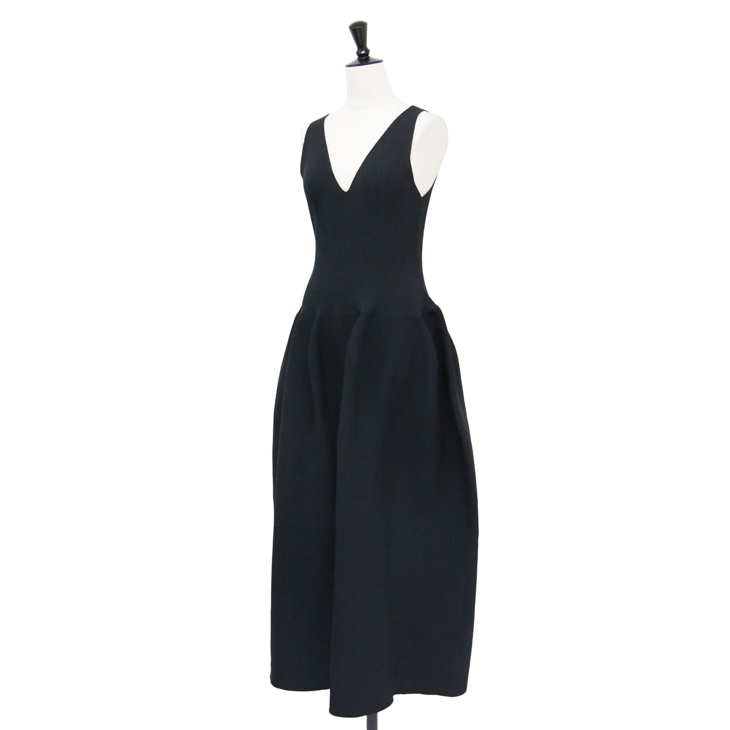 25秋冬 ポッタリー Vネック スリーブレス ドレス / POTTERY V-NECK SLEEVELESS DRESS ニットワンピース ノースリーブ ストレッチ ハイゲージ
