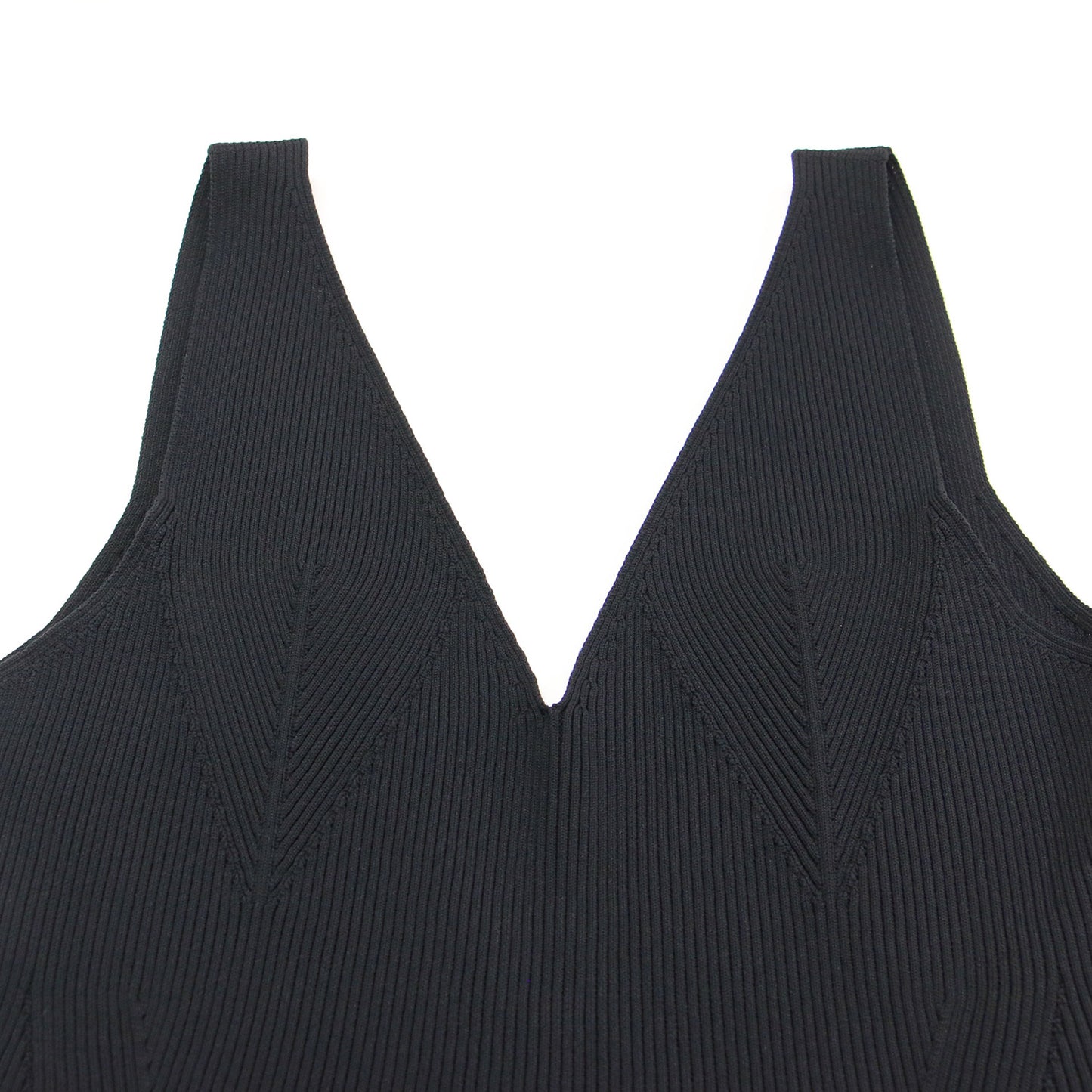 25秋冬 ポッタリー Vネック スリーブレス ドレス / POTTERY V-NECK SLEEVELESS DRESS ニットワンピース ノースリーブ ストレッチ ハイゲージ