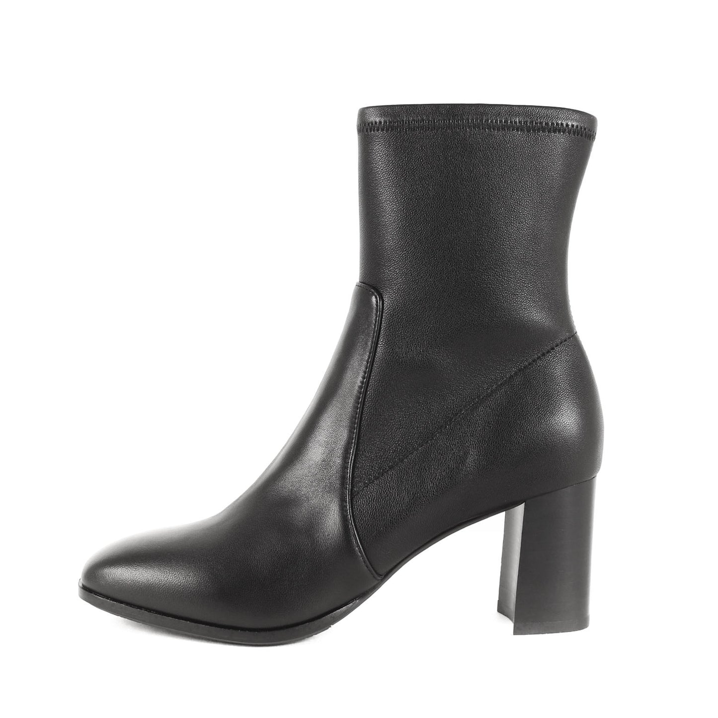 23秋冬 スクエアトゥ ストレッチ ショートブーツ / チャンキーヒール ファスナー 本革