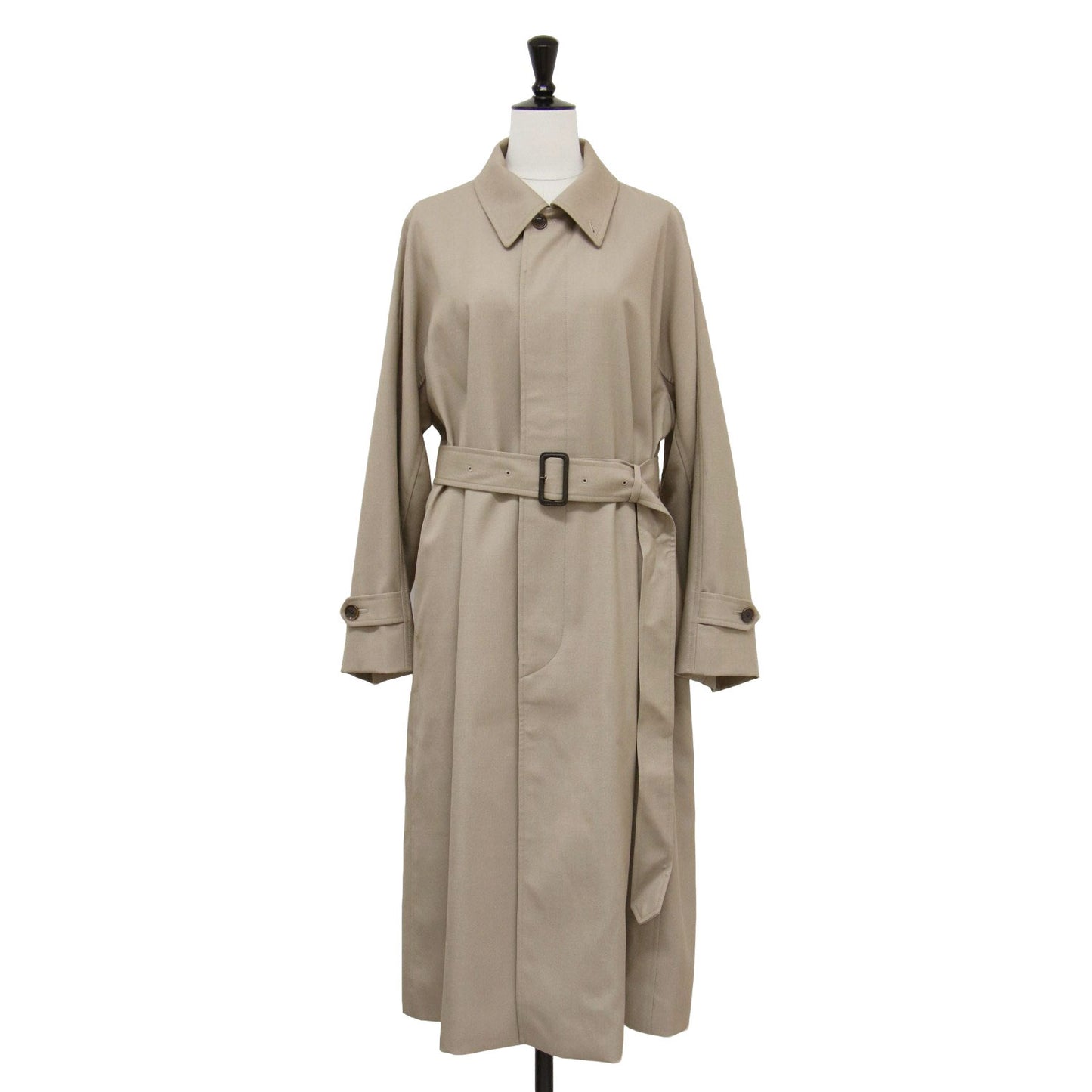 21秋冬 ウールギャバジン ステンカラーコート /ドルマンスリーブ 長袖 ロング丈 Aライン リバティ 比翼ボタン ウール