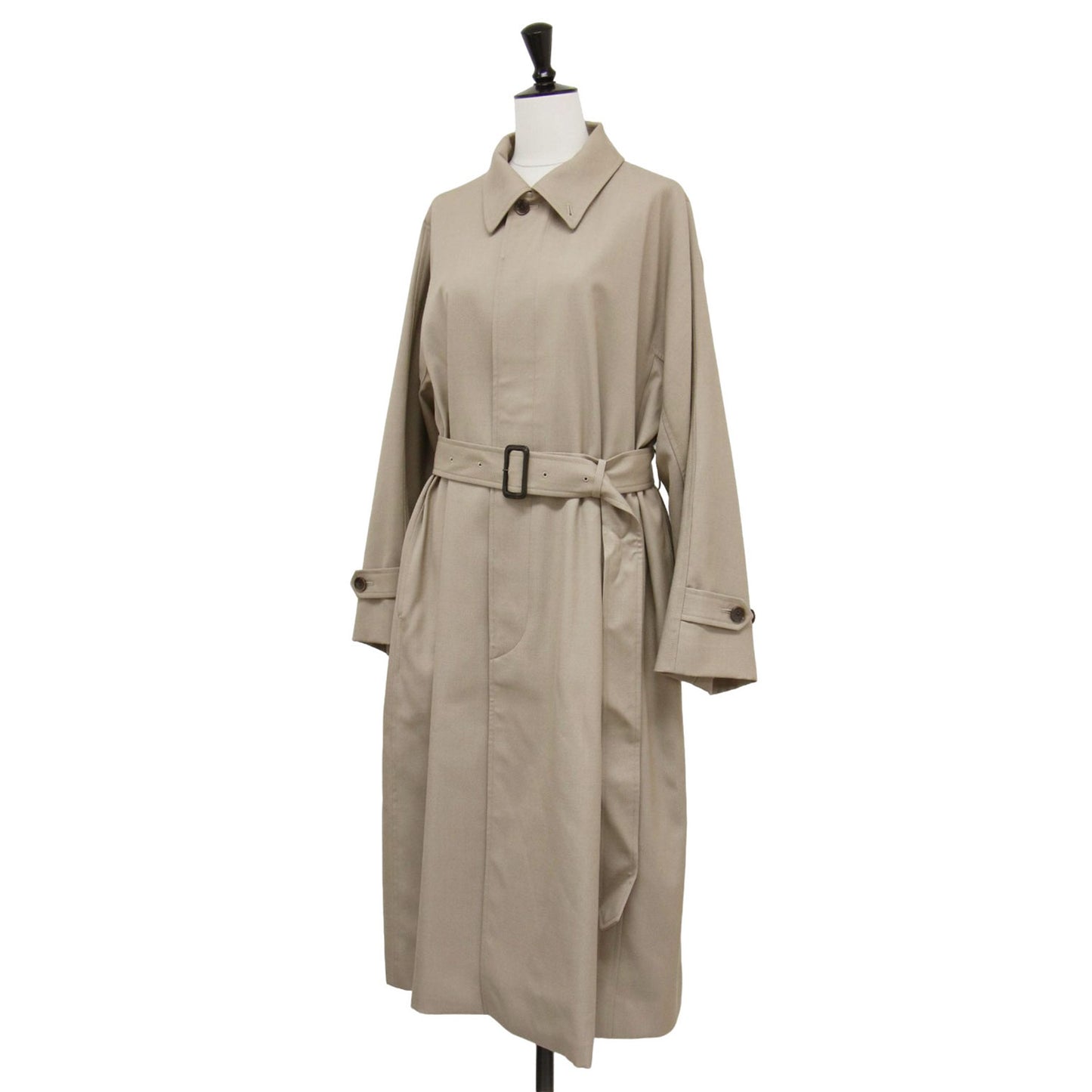 21秋冬 ウールギャバジン ステンカラーコート /ドルマンスリーブ 長袖 ロング丈 Aライン リバティ 比翼ボタン ウール