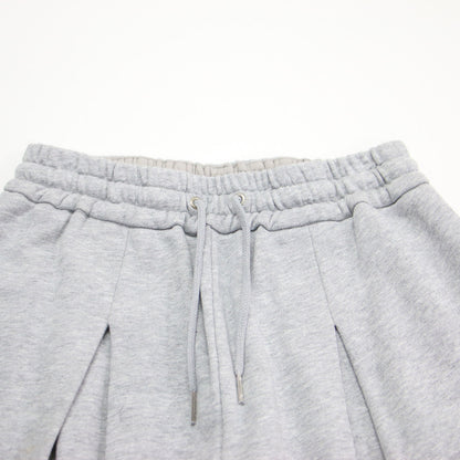24秋冬 スウェット タック ワイドパンツ / イージーパンツ フレア ウエストゴム コットン