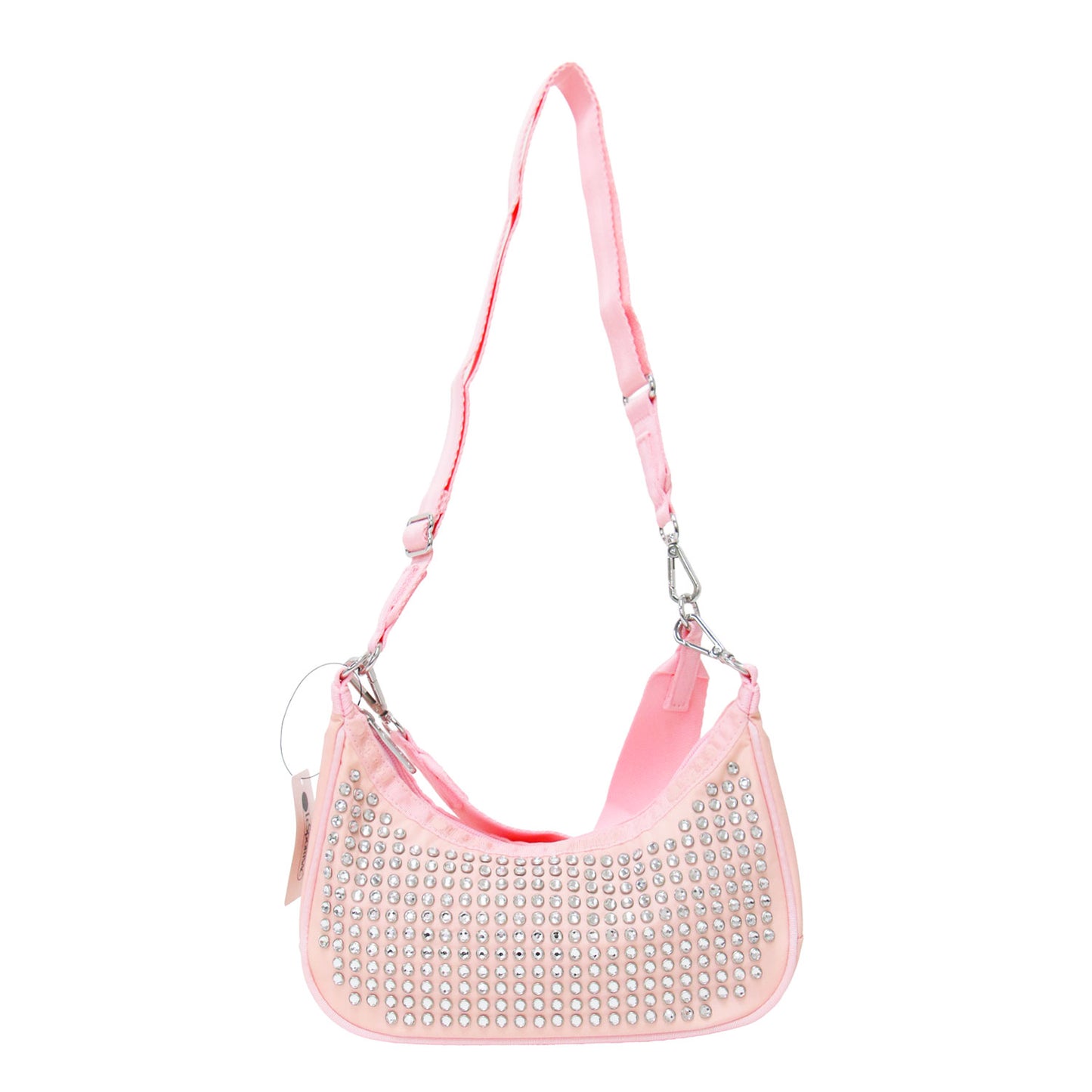 スタッズ ワンハンドル バッグ SM CONV HOBO W STONES / ミニ ショルダーバッグ クロスボディ 肩掛け 三日月型 ビジュー 2WAY ナイロン