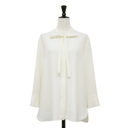 23春夏 ドレープ ボウタイ ブラウス / PRIME GGT TIE BLOUSE シャツ 長袖 リボン 比翼ボタン