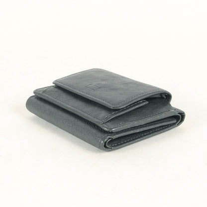 牛革 ミニウォレット / 短財布 三つ折り スナップボタン ロゴ