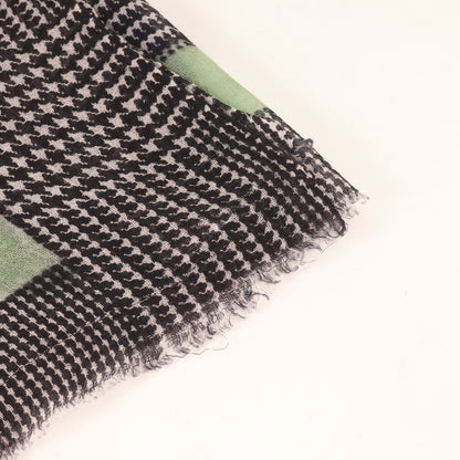 グレンチェック ウール スカーフ / Fluo wool scarf ストール 大判 配色 ライン フリンジ