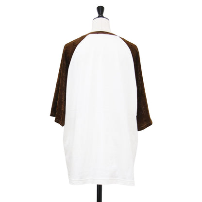 25秋冬 ファブリック ミックス ベースボール Tシャツ / Fabricmix Baseball Tee クルーネック 五分袖 クラッシュサテン コットン
