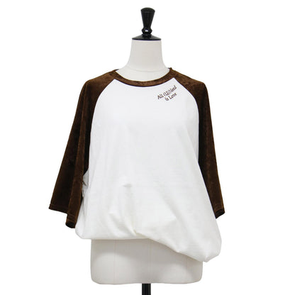 25秋冬 ファブリック ミックス ベースボール Tシャツ / Fabricmix Baseball Tee クルーネック 五分袖 クラッシュサテン コットン