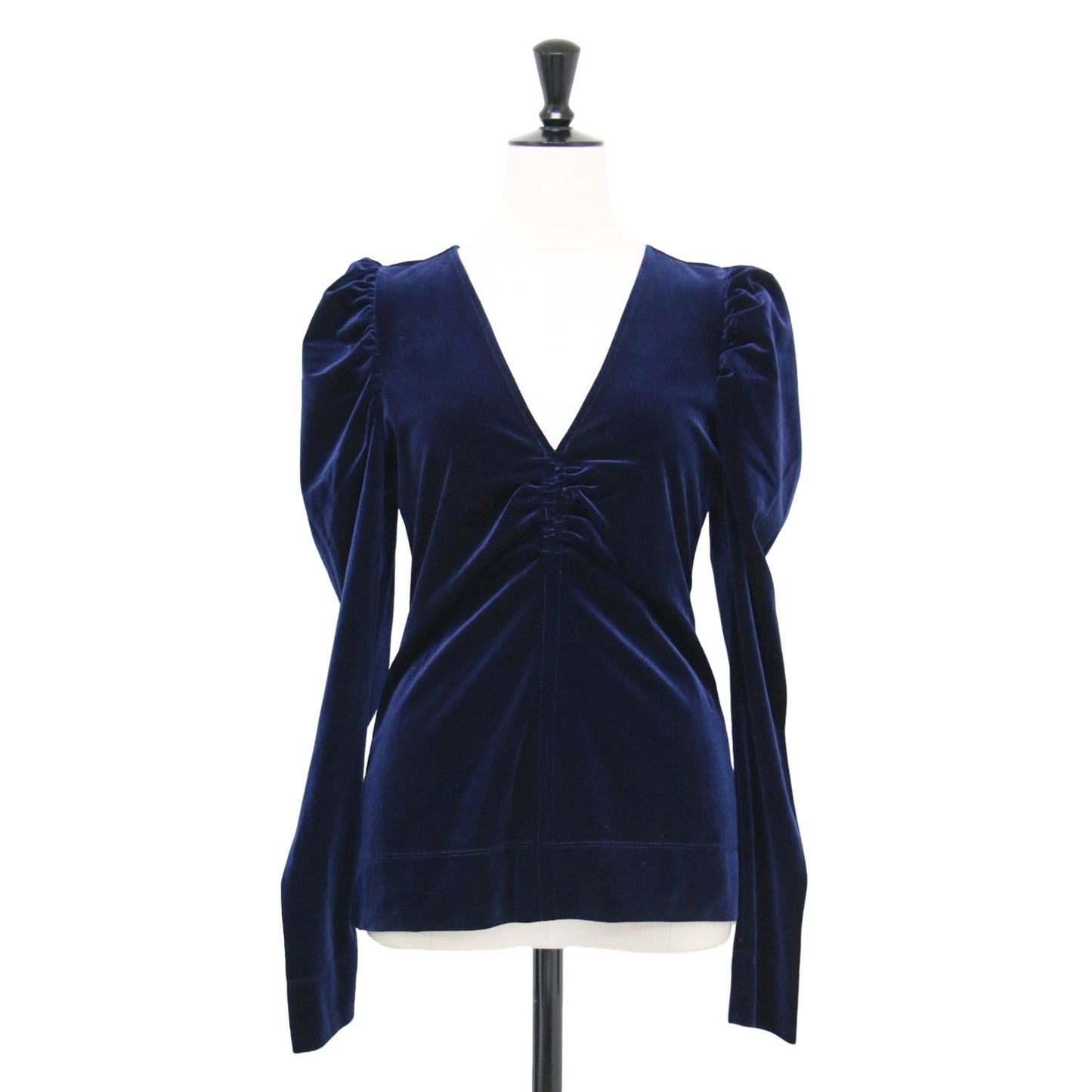 23秋冬 ベルベット ジャージー ブラウス / Velvet Jersey Blouse カットソー Vネック 長袖 ギャザースリーブ