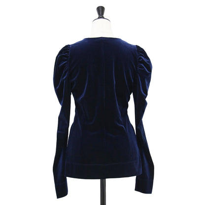 23秋冬 ベルベット ジャージー ブラウス / Velvet Jersey Blouse カットソー Vネック 長袖 ギャザースリーブ