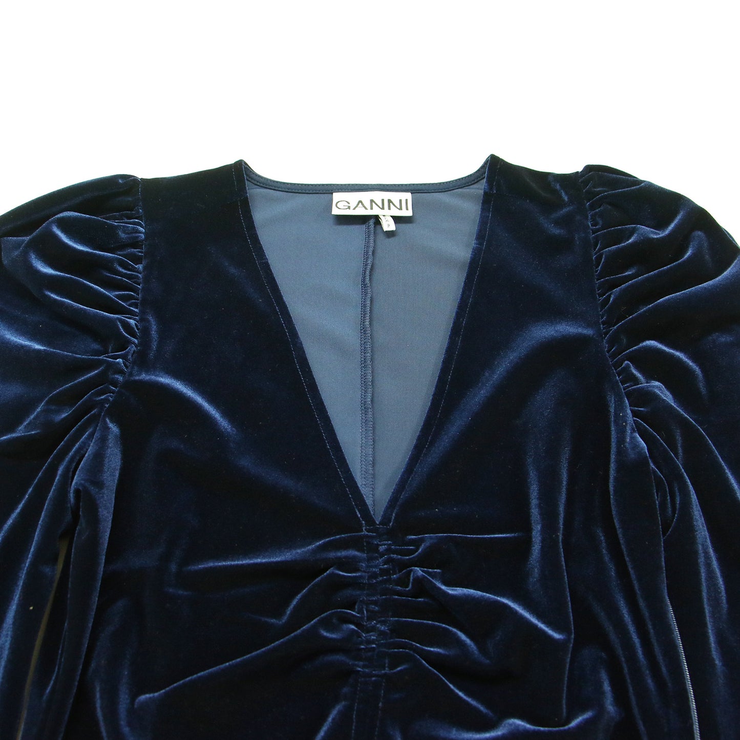23秋冬 ベルベット ジャージー ブラウス / Velvet Jersey Blouse カットソー Vネック 長袖 ギャザースリーブ