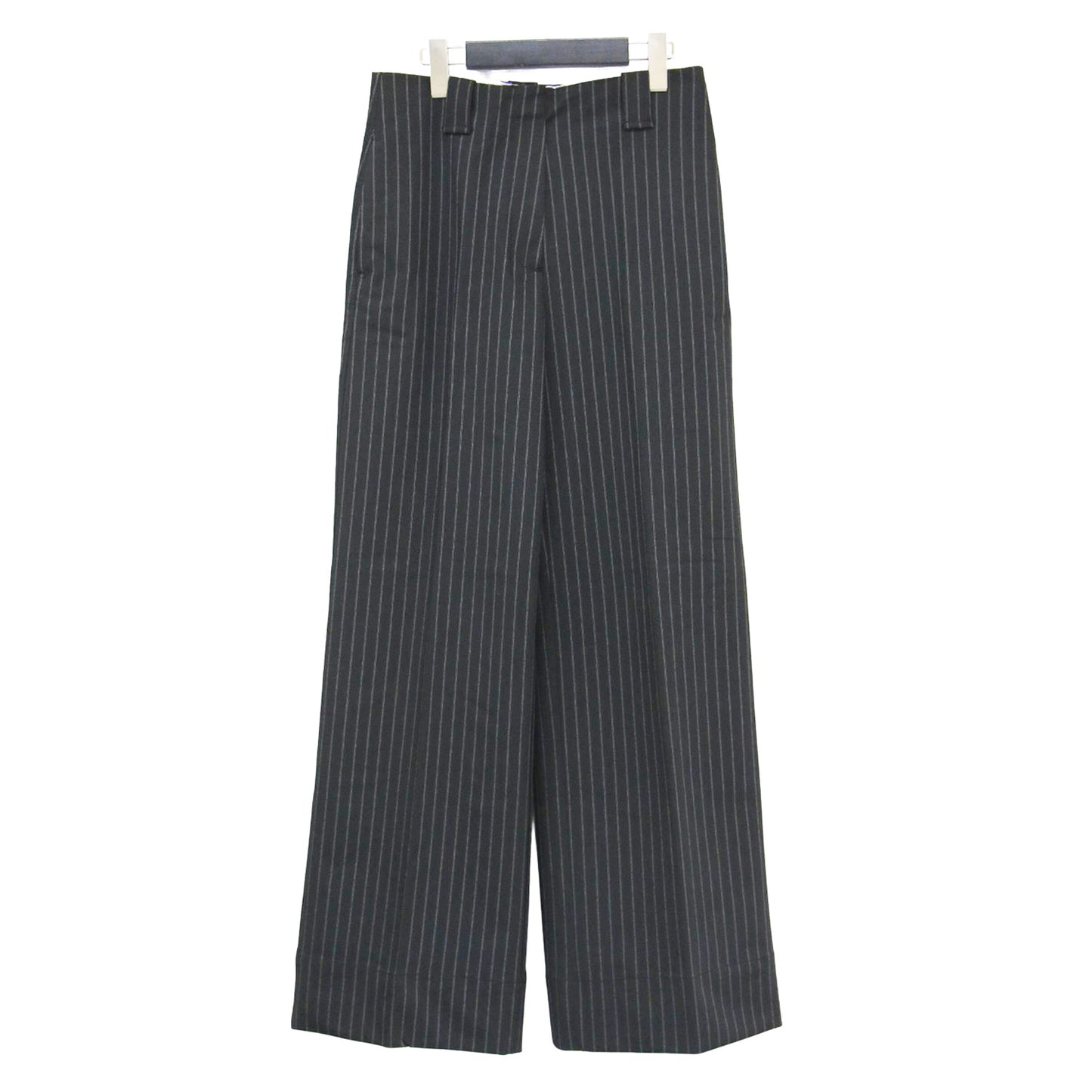 23秋冬 ストライプ ハイウエスト ワイド パンツ / Stretch Stripe Wide High-waisted Pants ストレッチ素材