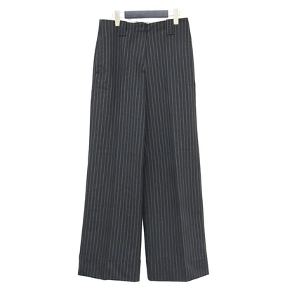 23秋冬 ストライプ ハイウエスト ワイド パンツ / Stretch Stripe Wide High-waisted Pants ストレッチ素材