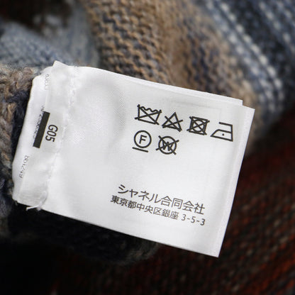 モザイク柄 ハイネックノースリーブ ニット ワンピース / ミニ丈 ジップ ココマーク ウール カシミヤ