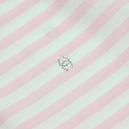 24春夏 ストライプ柄 コットン 半袖 シャツ / ブラウス レギュラーカラー ラインストーン ココマーク